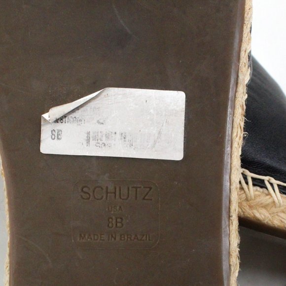 Schutz Koralina Black Leather Studded Espadrille Flats Ankle Wrap Straps SZ 8 - Picture 11 of 11